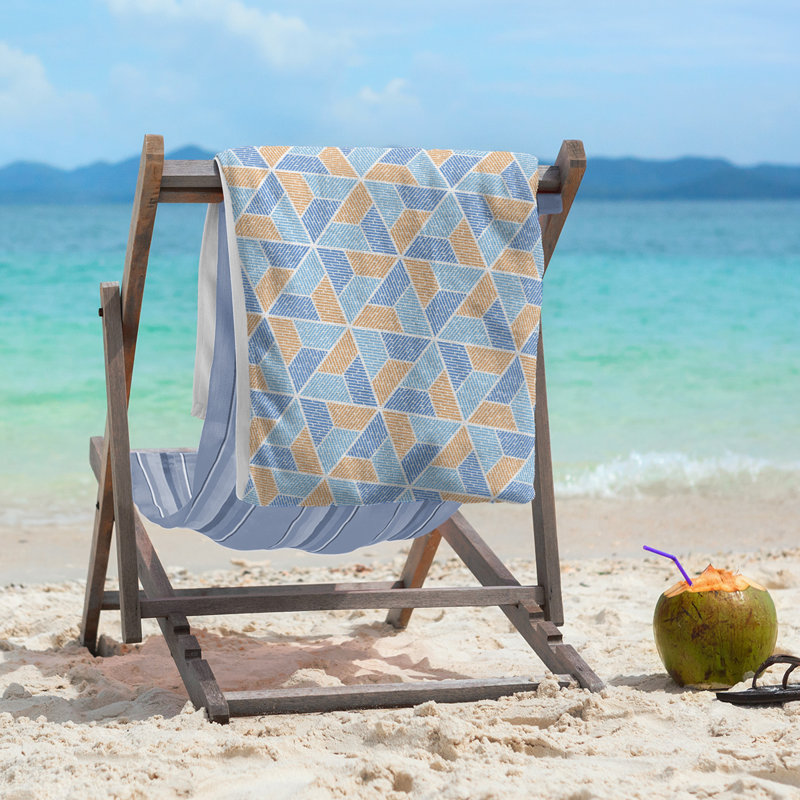 Katelyn Elizabeth Cotton Blend Beach Towel, Blue/Orange