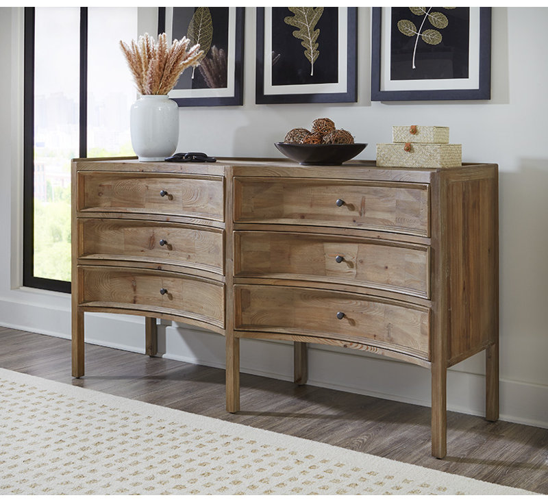 Natural Brown Double Dresser with Dovetail Drawers