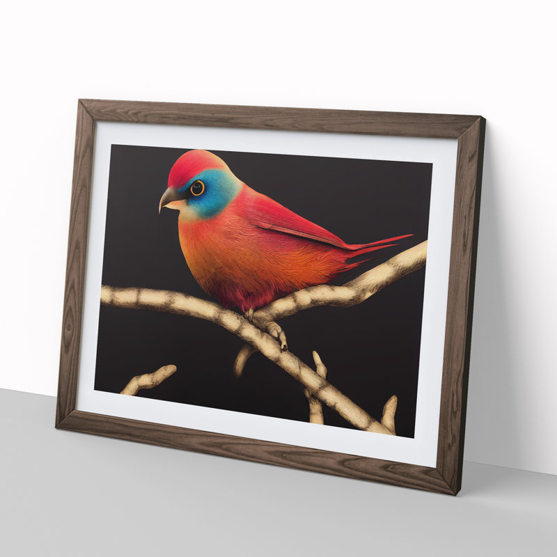 XH1022-8327X Stimulating Bird - Single Picture Frame Print, Walnut, 46cm H x 64cm W x 2cm D