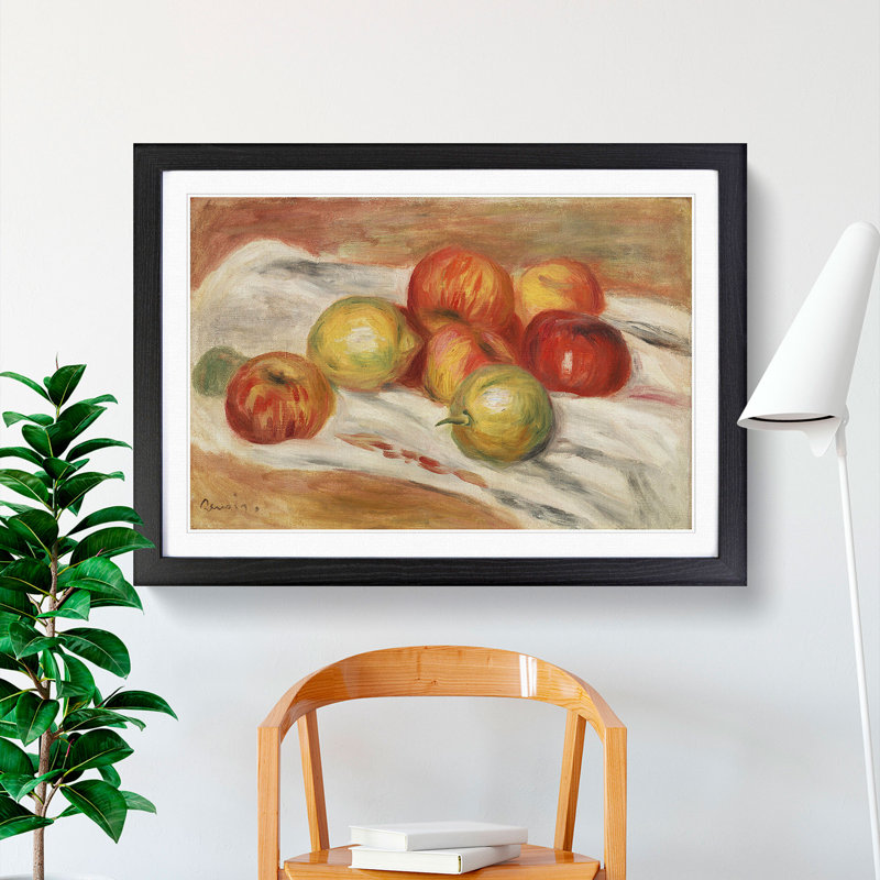 Still Life with Fruits Vol.3 by Pierre-Auguste Renoir - Picture Frame Painting, 27cm H x 36cm W x 2cm D, Black