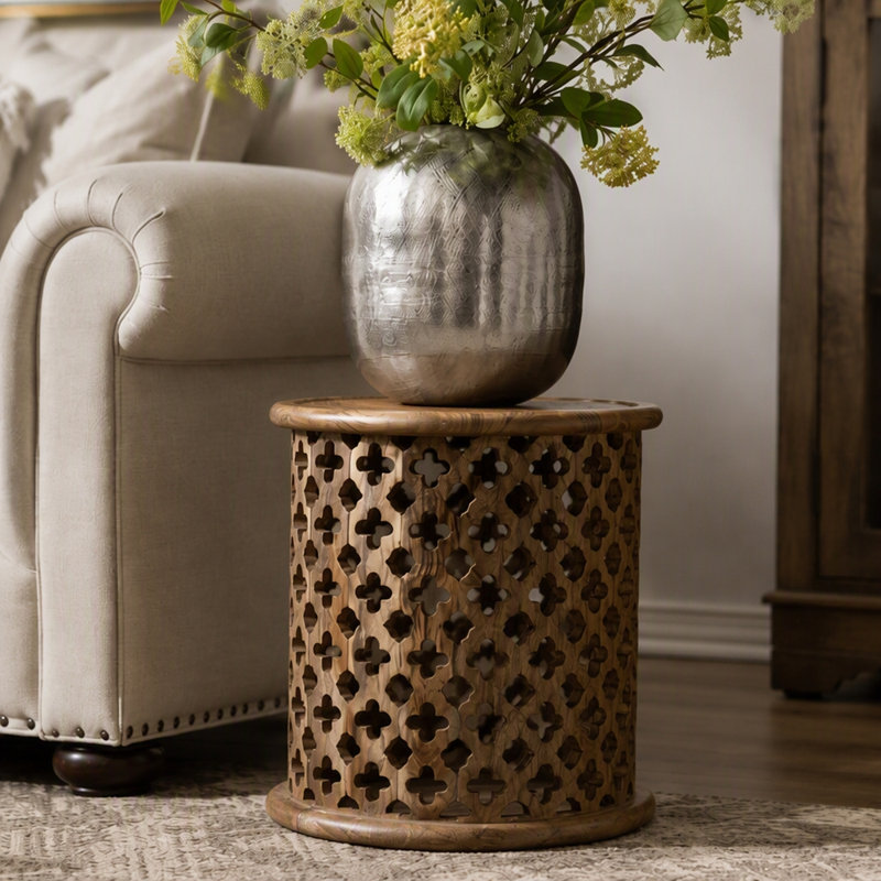 10.5X10.5X13" Aluminum Vase, Silver Streaks
