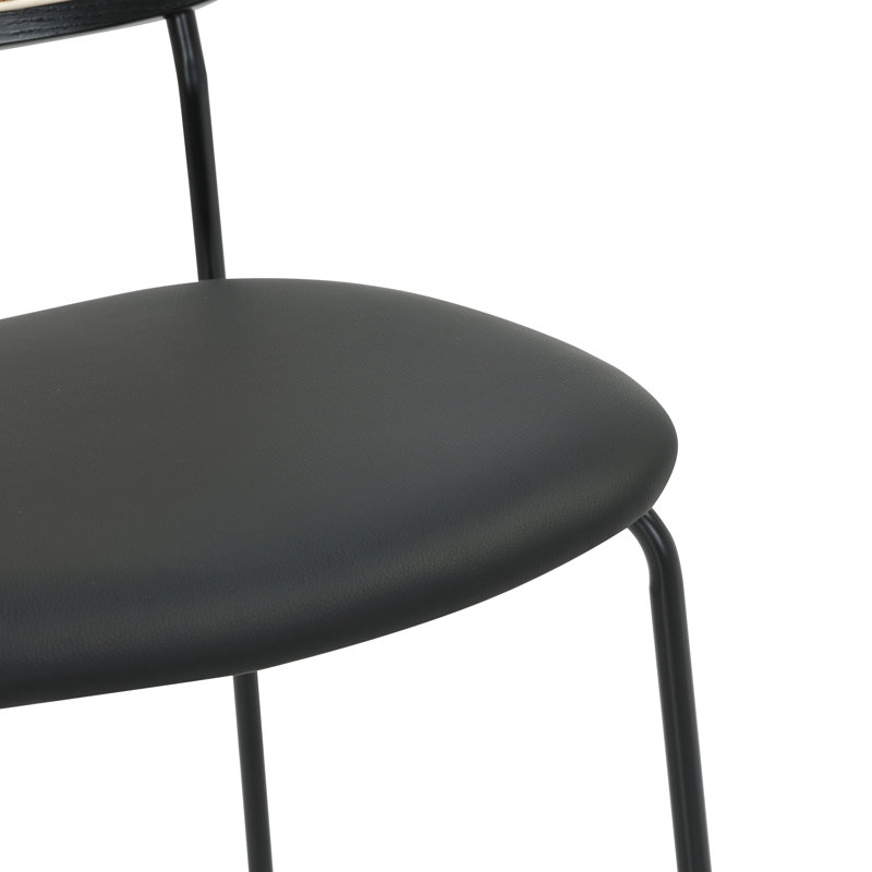 45.5cm H Polyurethane Upholstered Metal Square Back Parsons Chair in BLACK PU