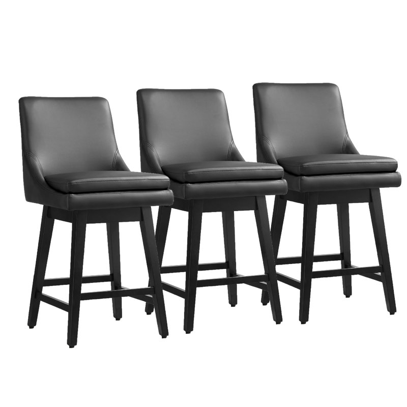 Tabouret de comptoir pivotant Aleksy, Noir, noir, noir, noir