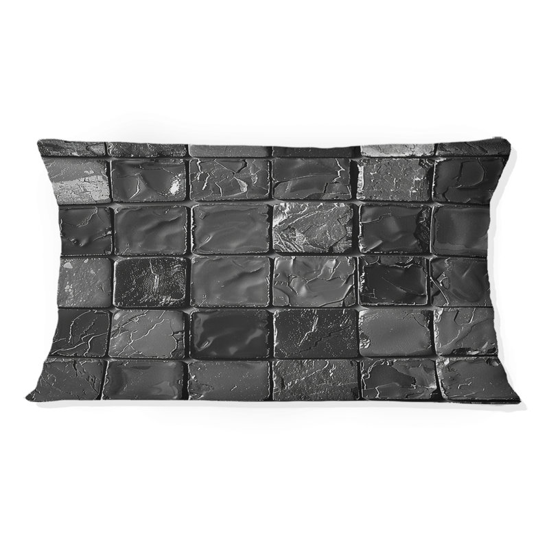 Carreaux de mosaïque noirs modernes V - coussin lombaire moderne