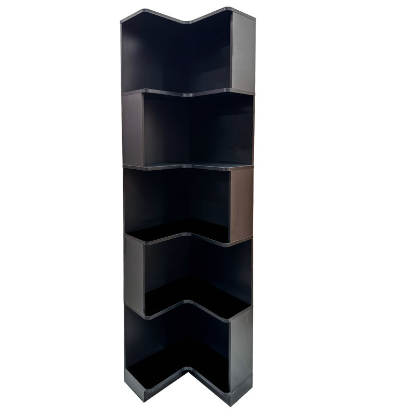 Étagère d'angle avec bibliothèque à 5 niveaux avec chicane, Black