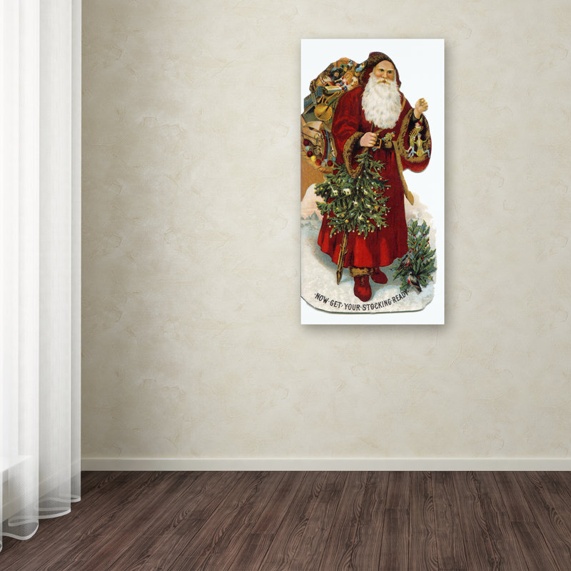 « christmas enbourse santa », affiche rétro sur toile tendue, H 19 po x l 10 po