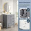 Meuble-lavabo gris de 24 po avec lavabo intégré en céramique et tablette de rangement à deux niveaux derrière le panneau de porte, gris-2123427751