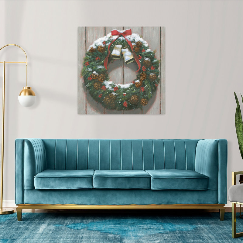 Art contemporain de couronne de Noël au cœur des baies, H 36 po x l 36 po