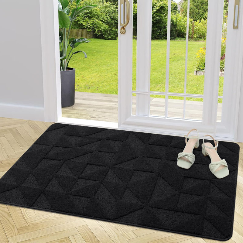 Door Mats Indoor, Machine Washable, 80 cm W x 120 cm L, Black