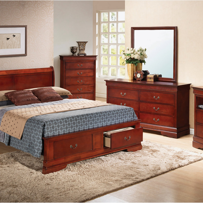 Traditional Storage Bed, King, Gray