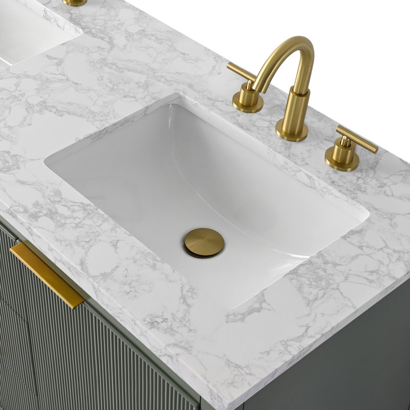 Emma 54" W Double Vanity, Vintage Green/Brushed Bronze