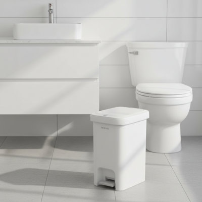 Slim, Foot-Operated Trash Can With A Soft-Close Lid For Quiet And Odor-Proof Operation; Suitable For Home Kitchens, Garages, Offices, Etc.