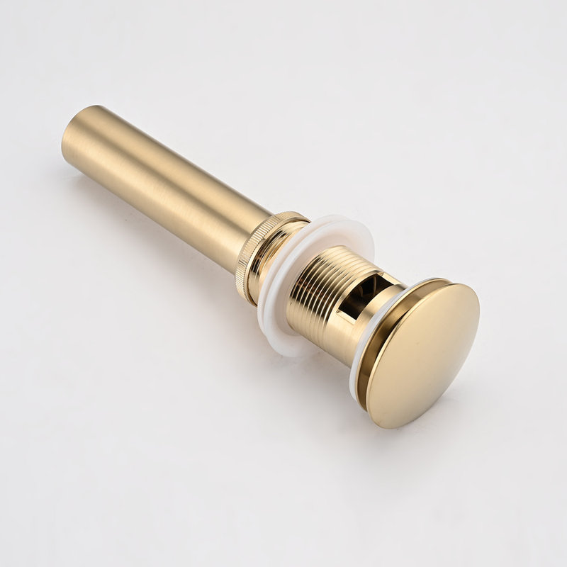Bonde escamotable de salle de bain avec vasque à débordement, acier inoxydable, une pièce,, Or brossé