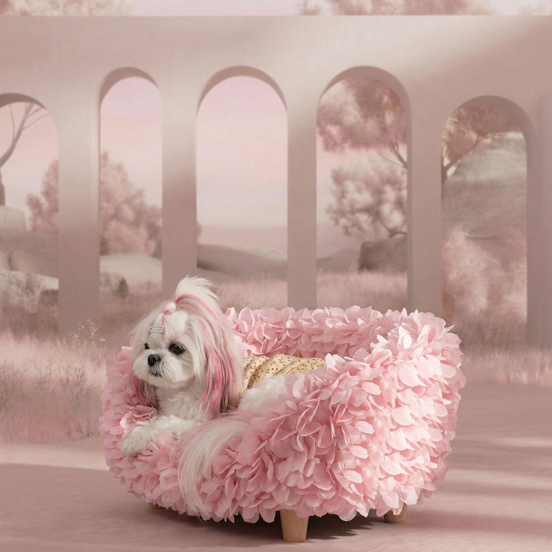 Petal Elevated Cat and Puppy Sofa Bed, Pink, Medium