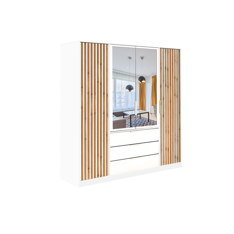 Biser Manufactured Wood Wardrobe, Oak Wotan/White Matt