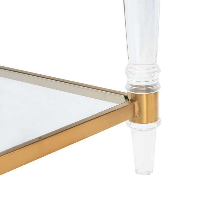 Table de bout avec rangement Haykaz, Transparent / or