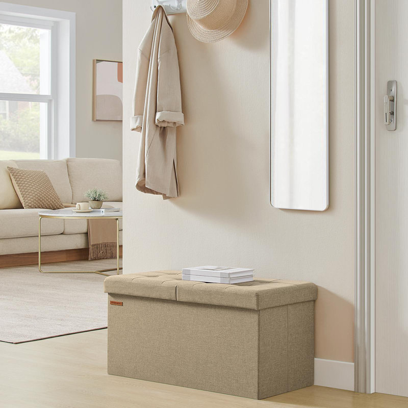 Storage Ottoman, 15" H x 30" W x 15" D, Camel Brown