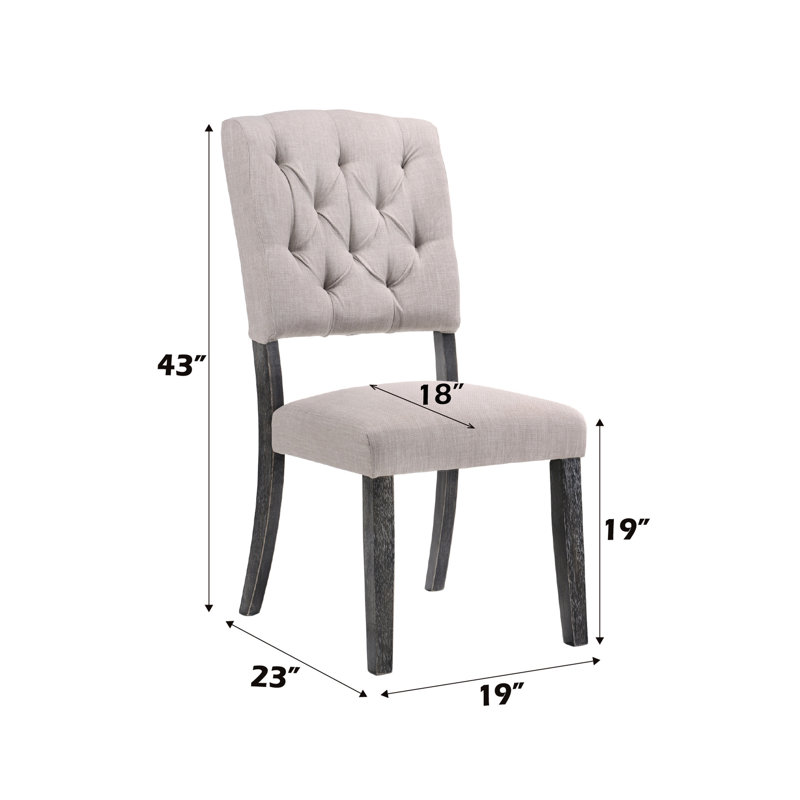 Ensemble de 2 chaises d'appoint en lin beige et gris