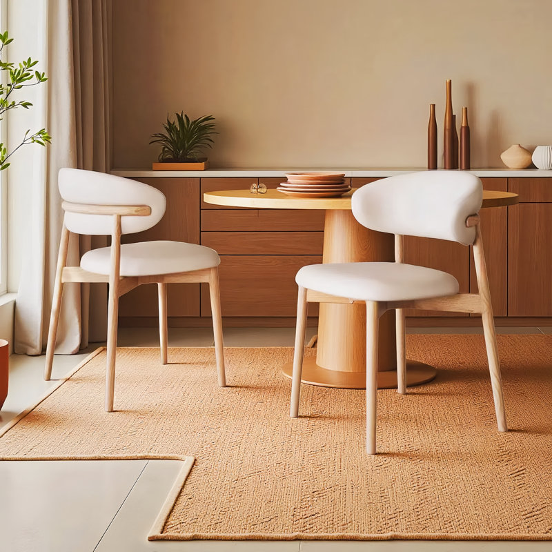 Replica leather soft-seat solid wood dining chair