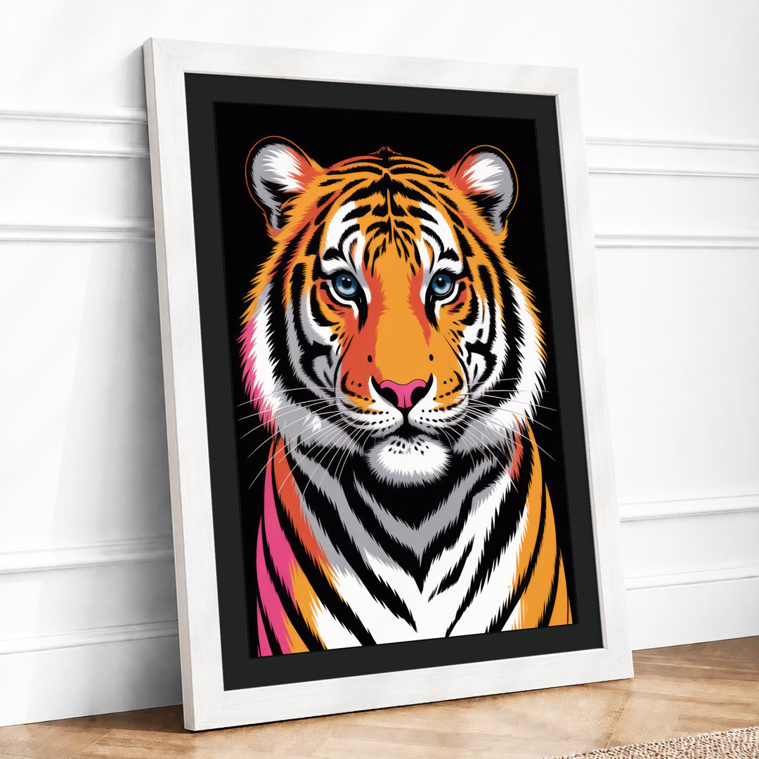 Tiger's Intense Gaze Modern - Framed Print