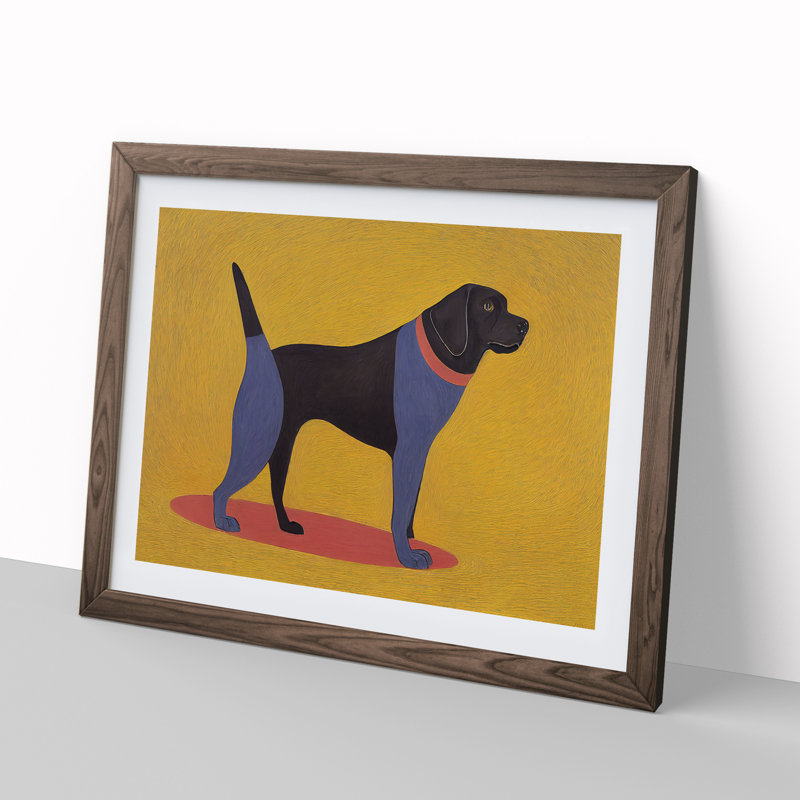 Dog Abstract Vol.3 - Single Picture Frame Print, 46cm H x 64cm W x 2cm D, Walnut
