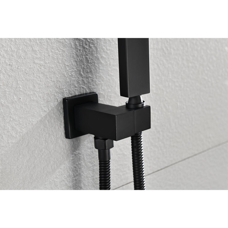 16" Shower Head Ceiling Mount - Construction, Matte Black Look Mounted With Gentle Water Spray, Matte Black