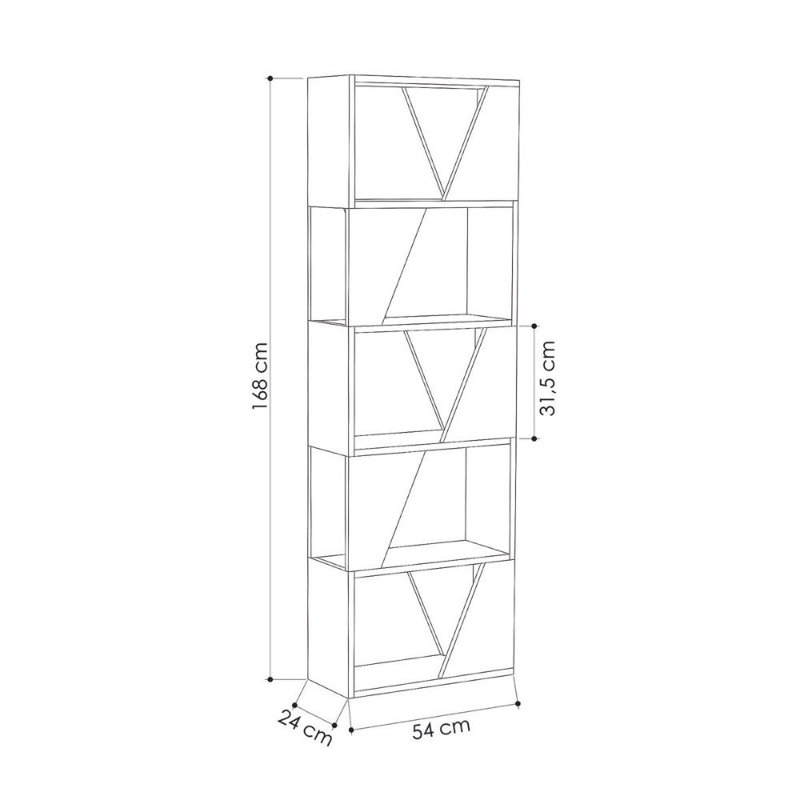 Gigi Modern Diagonal Freestanding Bookcase Stylish 5-Tier Storage Unit, White