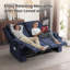 Causeuse inclinable manuelle moderne en chenille avec porte-gobelets et accoudoirs de rangement, dossier réglable, design compact pour le salon - bleu-1331997554