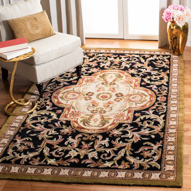 Tapis oriental en laine touffeté à la main Alg, Rectangle 9 pi 6 po x 13 pi 6 po