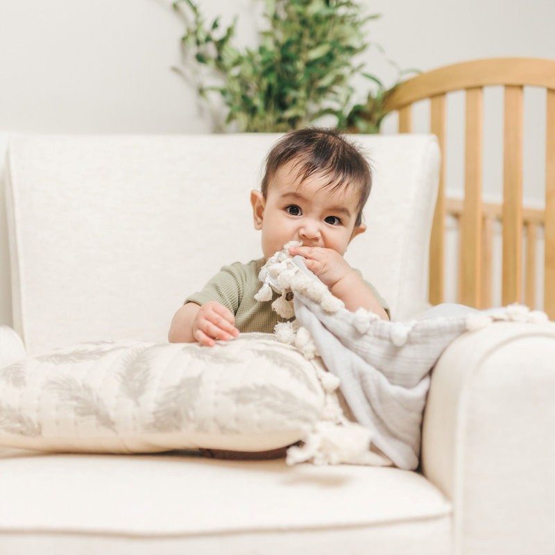 Moonstone Cotton Muslin Baby Blanket with Fringe Trim