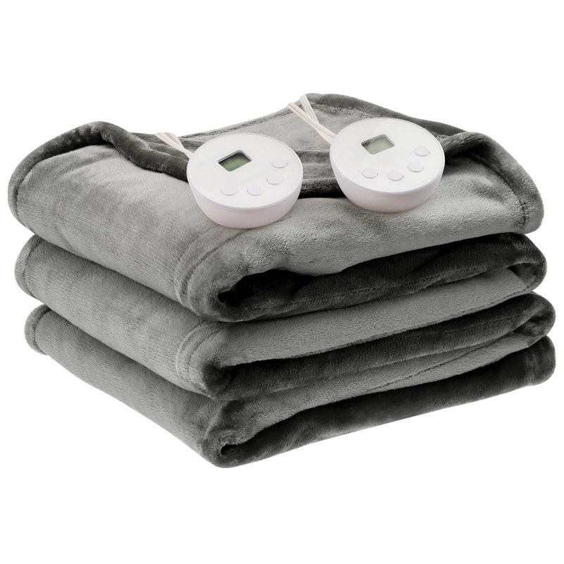Couverture chauffante en fausse fourrure , gris