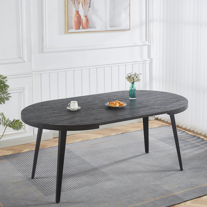 Table extensible, table de salle à manger, table de bureau, table basse, pieds en métal, plateau en bois aggloméré, 100/140 / 180X100X75Cm, couleur noire