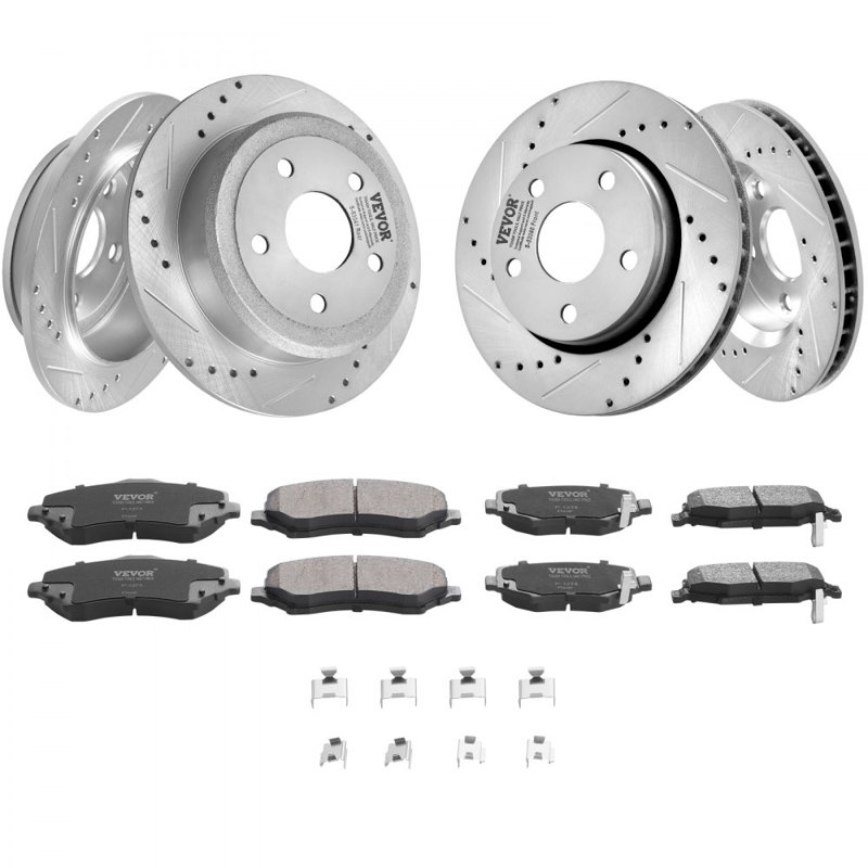 Ensemble de plaquettes de frein avant et arrière percées et percées pour Jeep Wrangler 07-2017