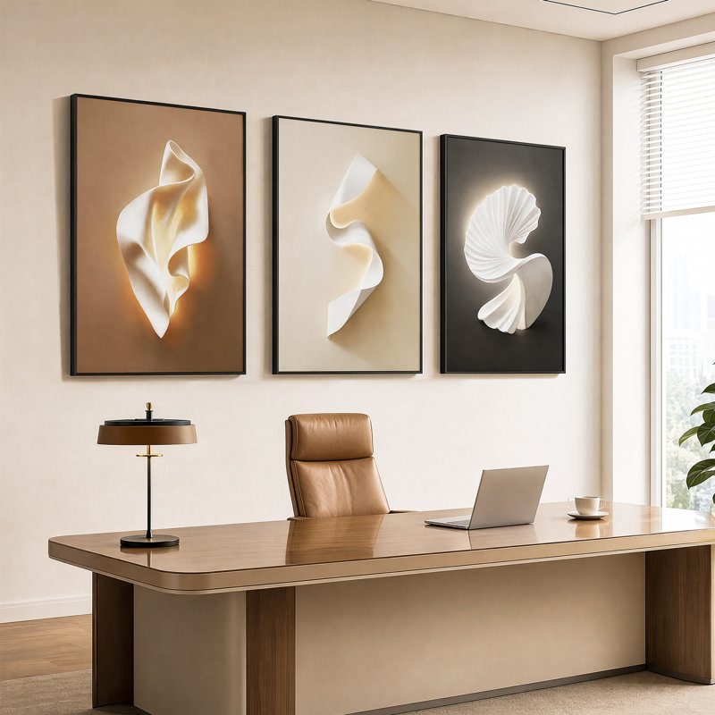 Art mural encadré moderne abstrait, ensemble de 3, art texturé sur toile en cristal noir et blanc doré pour le salon