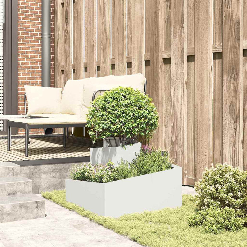 Garden Planter 50 Cm Steel, 50cmH x 60cmW x 60cmD, White