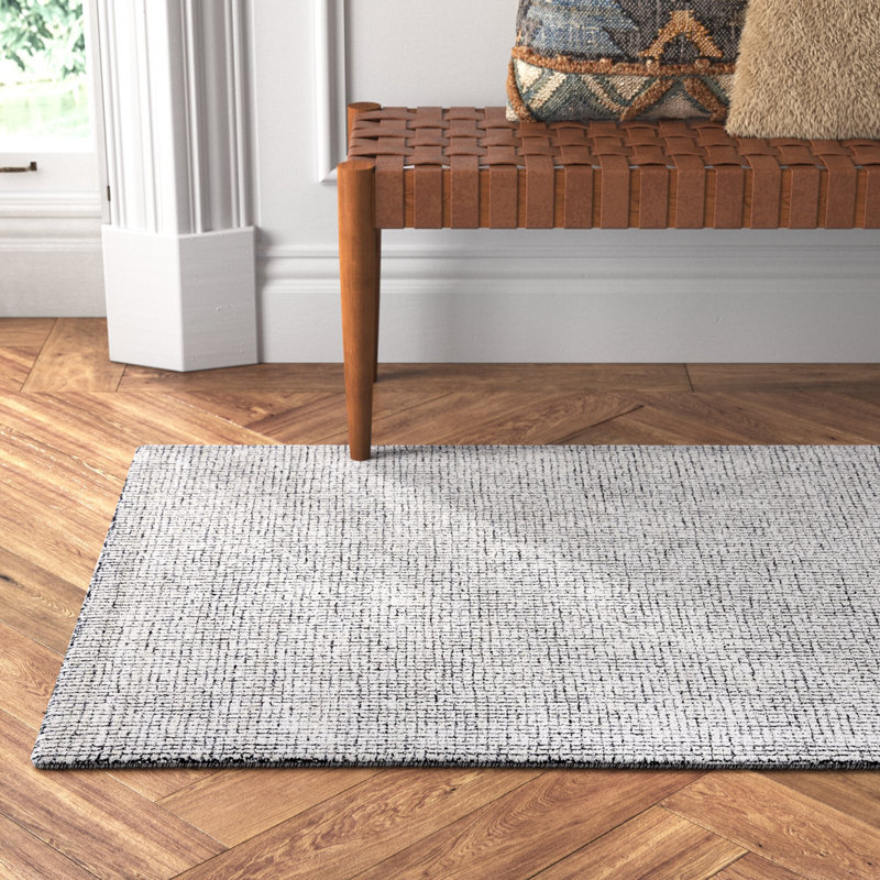 Rowe Handmade Tufted Ivory/Black Area Rug, Rectangle 3' x 5'