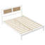 Grand lit minimaliste avec tête naturelle - Chambre à coucher, plateforme à la mode pour tête de lit, élégant et blanc