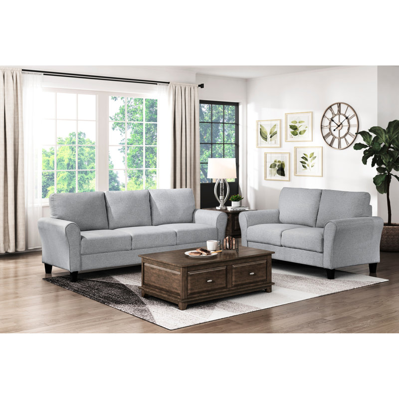 Dark Grey Textured With Solid Wood Construction And Attached Seat Cushions Transitional Upholstered Back Cover
