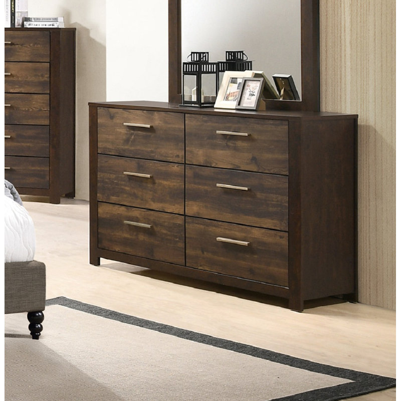 Commode 6 tiroirs en bois brun