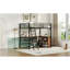 Lit mezzanine double en métal avec 3 couches de tablettes et bureau en L, noir