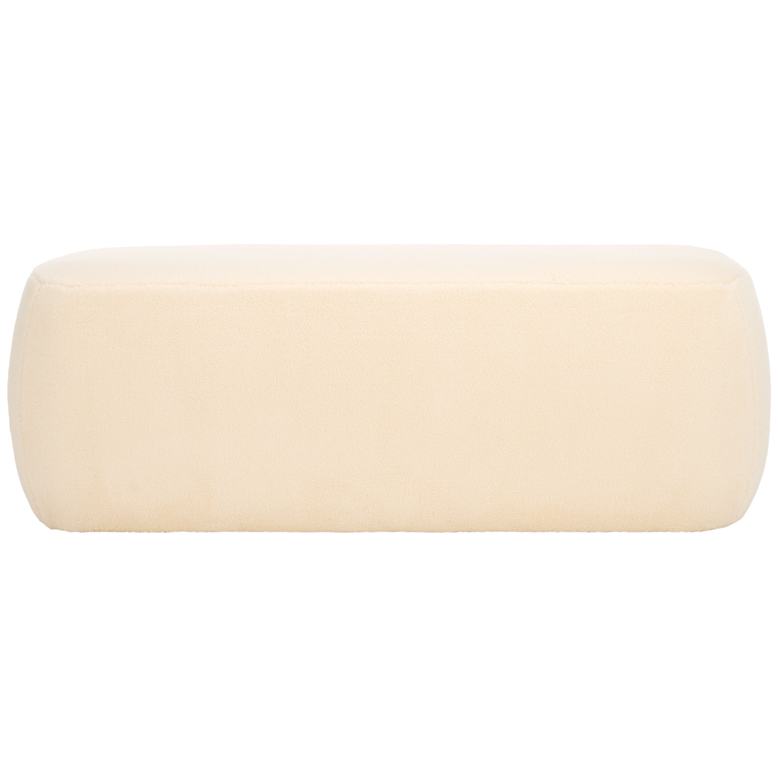  Elodie 50" Rectangle Ottoman, Cream Faux Shearling