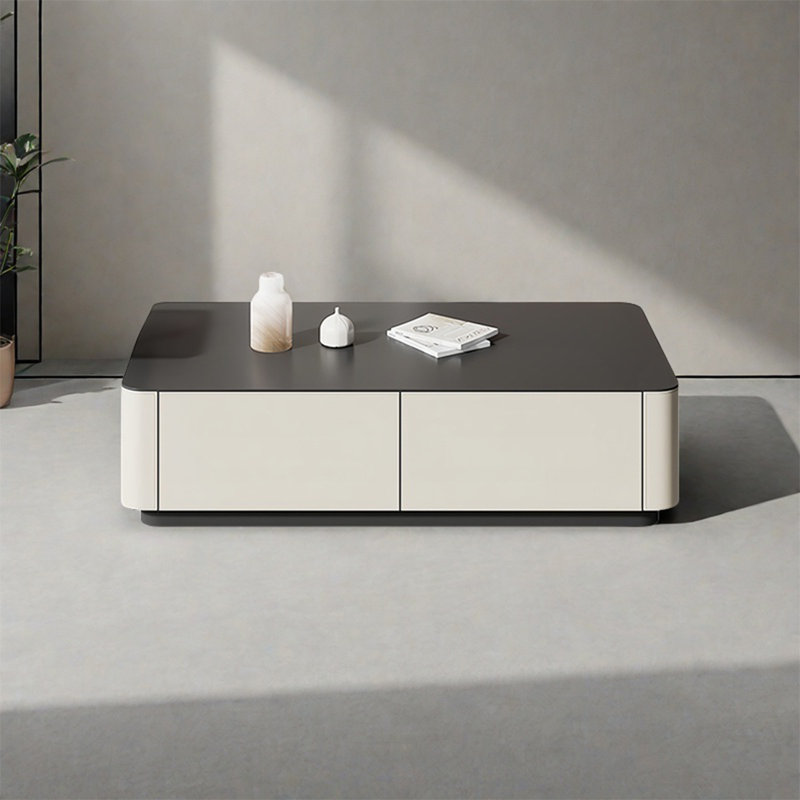Modern rectangular rock plate coffee table, 14.2" H x 39.4" L x 19.7" W
