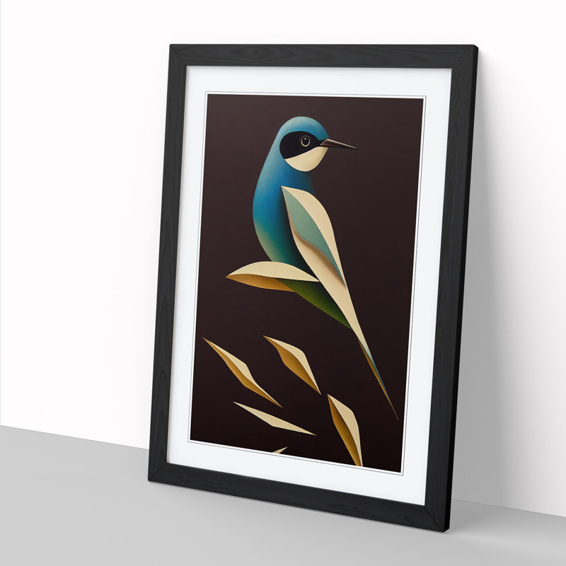 Swallow Bird Orphism - Single Picture Frame Print, 64cm H x 46cm W x 2cm D, Black
