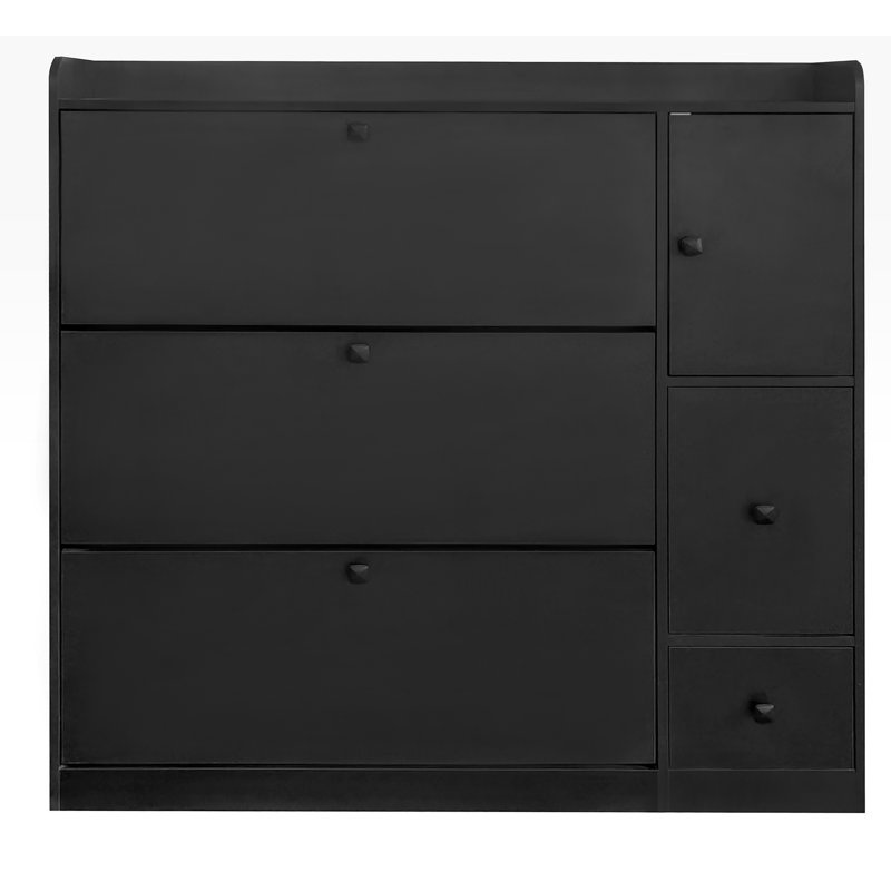 24 Pair Flip Down Shoe Storage, Black