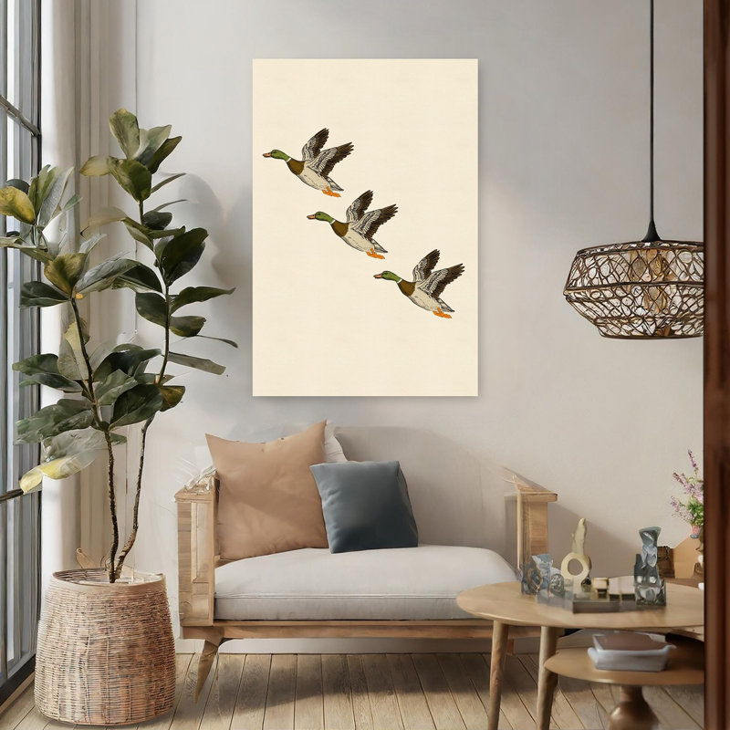Canards colvert en vol, H 48 po x l 32 po