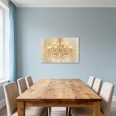 Lustre à la mode, lumière en cristal, art rétro élégant sur fond doré