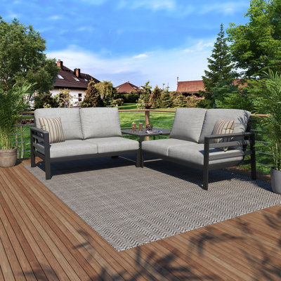 Townsend Outdoor 4 Person Sectional Seating Group With Sunbrella Cushions