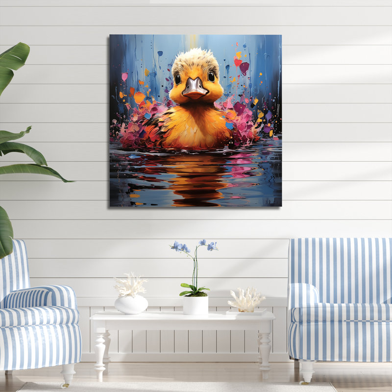 «Ducklings Morning Quack Lake II», art mural canard, Toile tendue, H 30 po x l 30 po x P 1,5 po
