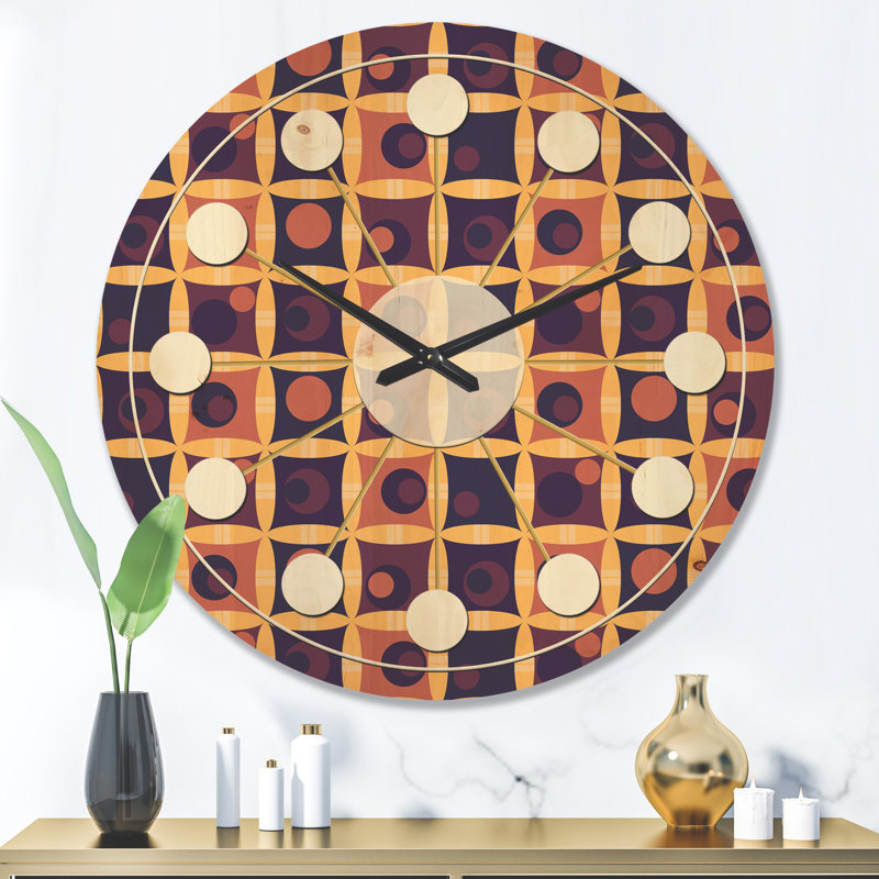 Horloge murale rétro en bois rétro Mid-Century, Très grand