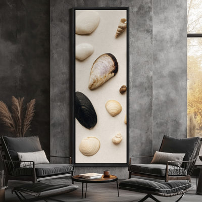 Coquillages de mer, reproduction d'art sur toile encadrée plage